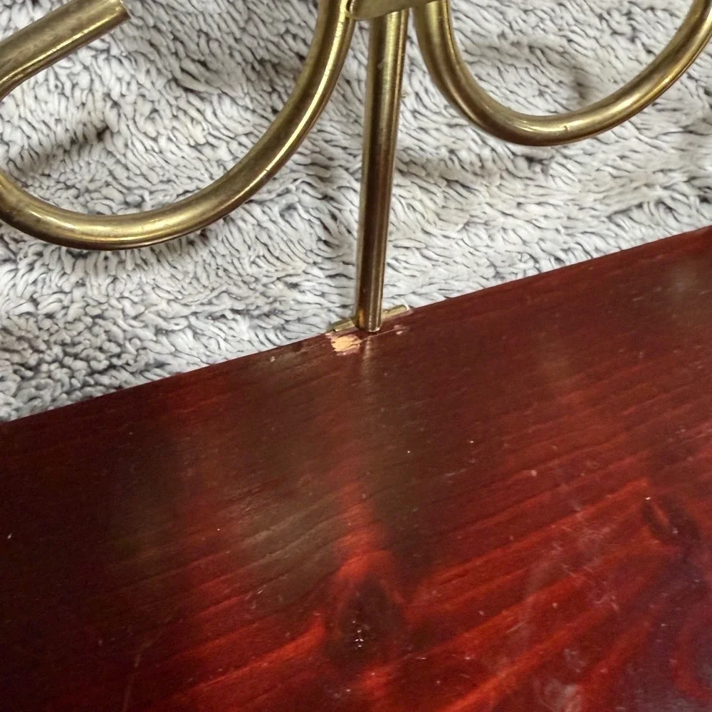 Vintage Home Interiors Wooden Brass Scroll Wall Shelf 23.5 Inch Traditional